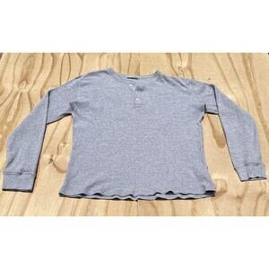 UNIQLO Long Sleeve Henley‎ Thermal Knit Shirt Men's Casual Gray SIZE LARGE